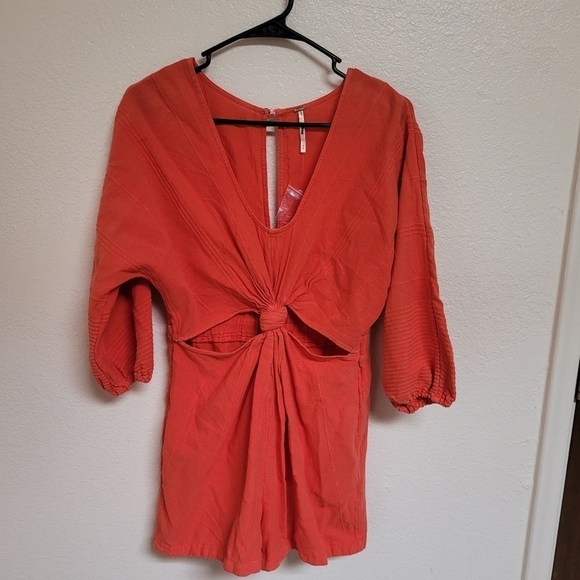 Free People Knotty Nice Romper in Orange - Picture 2 of 5